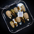 GOLDEN 3D CHORME PRESS ON NAILS