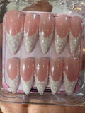 French tip Chrome 3D Press on Nails