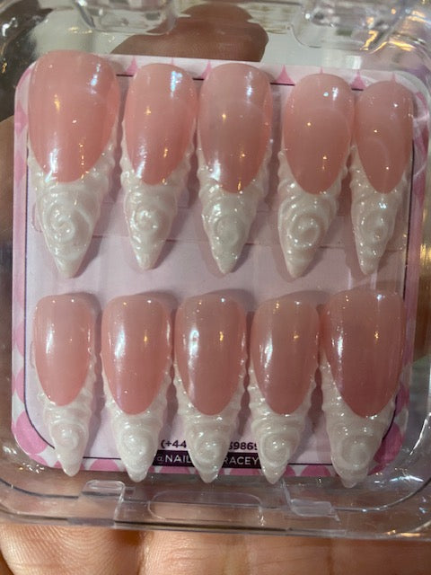 French tip Chrome 3D Press on Nails